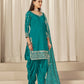 Anaita Turquoise Roman Silk Stitched Suit with Embroidery & Real Mirror Work