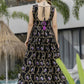 The52 Black Women's Gorgeous Printed Muslin Fabric Flared Kurta Pant and Dupatta Set - Swadesiicart