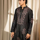 Black Greek Satin Designer Embroidery Work Kurta Set - Mahotsav