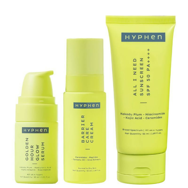 Hyphen By Kriti Sanon Skincare Routine with Glow Serum, Moisturizer & Sunscreen For Normal To Dry Skin Combo | Swadesiicart