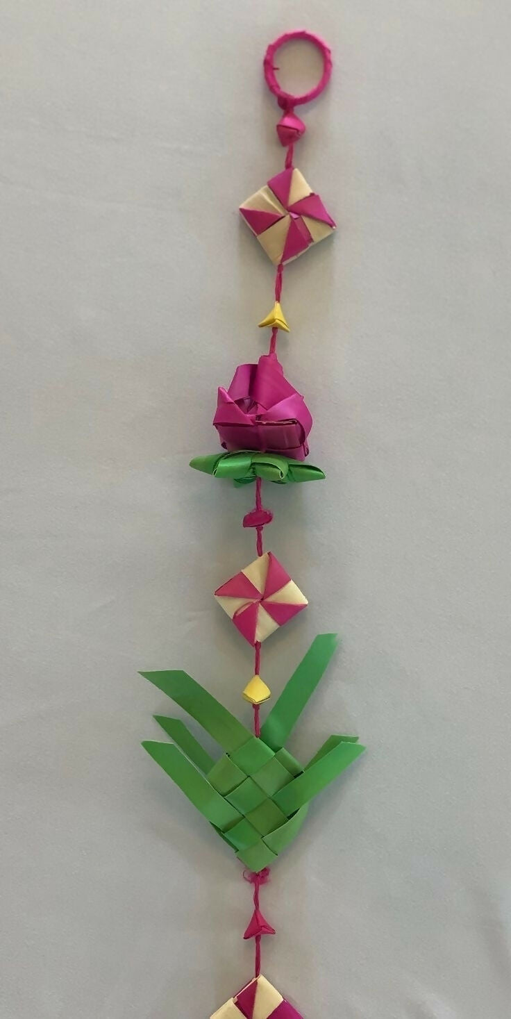 Shuddh Natural Hand Made Palm Leaf Fish & Lotus Hanging | Swadesiicart