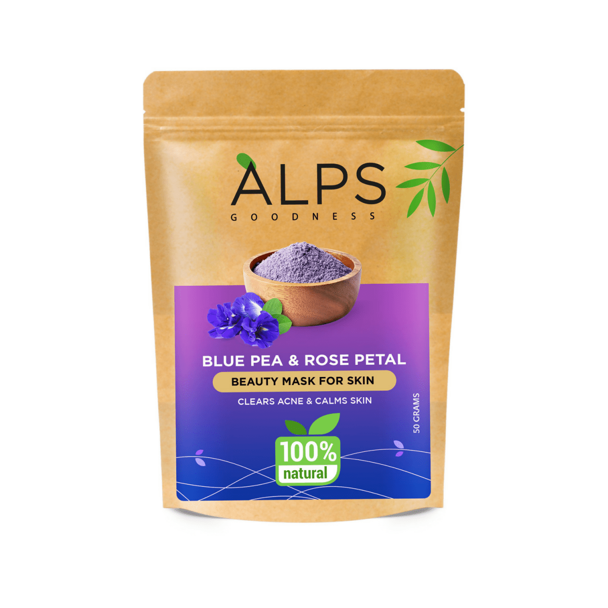 Alps Goodness 100% Natural Blue Pea & Rose Petal Beauty Mask For Skin - Swadesiicart