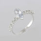 VOJ white CZ-detail Stainless Steel Cubic Zirconia Silver Plated Adjustable Finger Ring | Swadesiicart