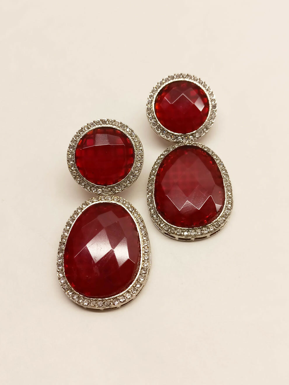 Red Smart Dangler Earrings With Rhino Stone Border| Earring For Women And Girls By House of Ree - Swadesiicart