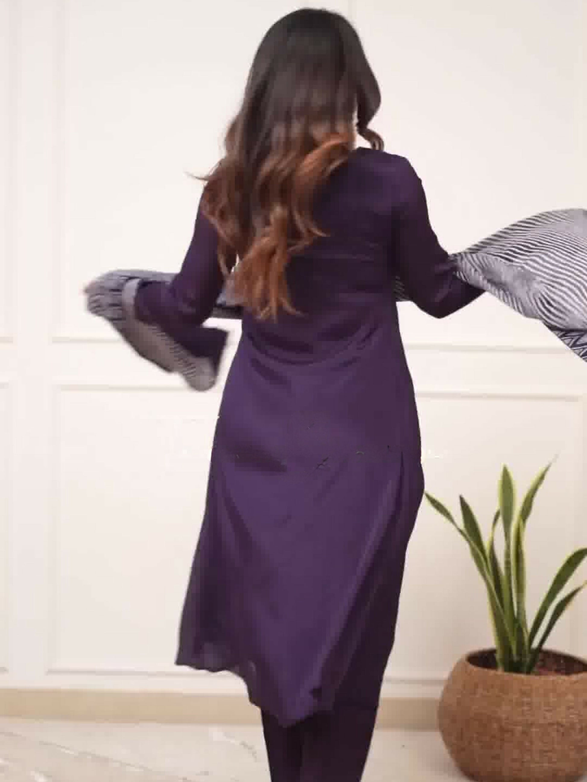 Partywear Designer Viscose Silk With Lining Wine Stitched Suit With Dupatta - Tanisha | Swadesiicart