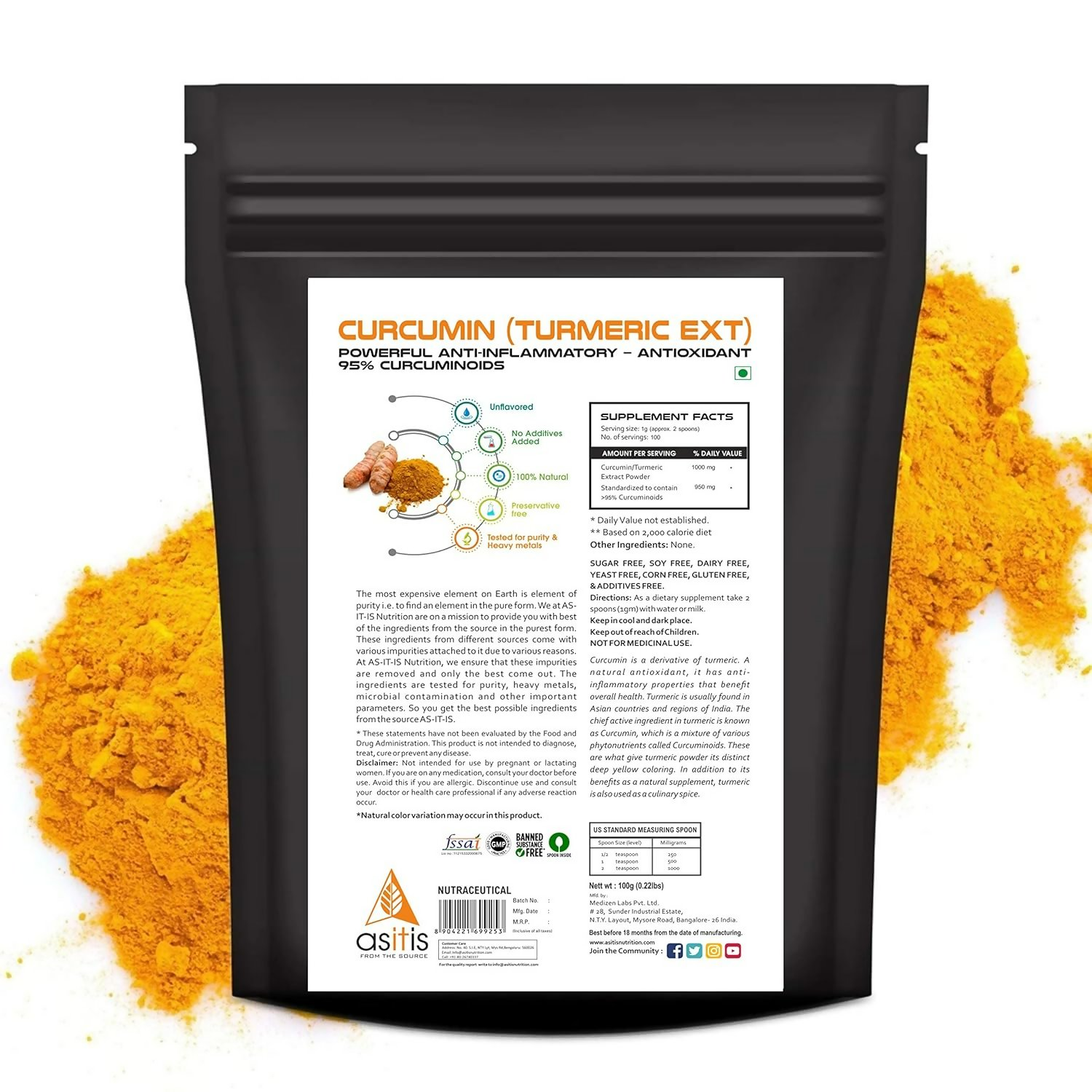 AS-IT-IS Nutrition Curcumin (Turmeric Extract) Powder | Swadesiicart