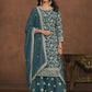 Faux Georgette Teal Blue Embroidered Festive Salwar Suit - Emponline | Swadesiicart