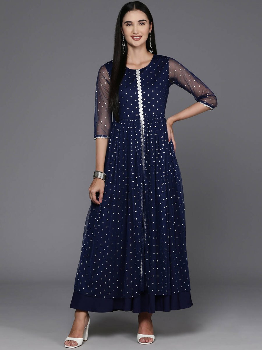 Ahalyaa Women's Traditional wear Ethnic Dress - Navy Blue | Swadesiicart