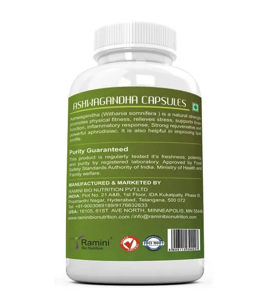 Ramini Bio Nutrition Ashwagandha 500mg Veg Capsules | Swadesiicart