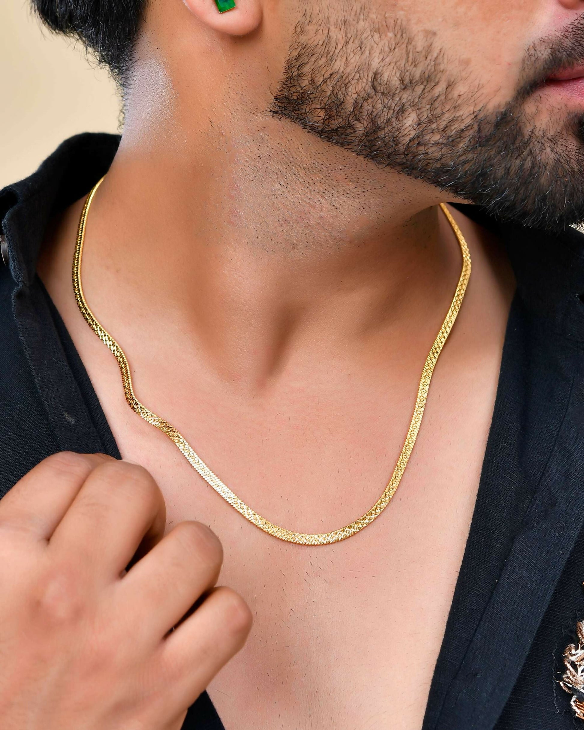 VOJ Men's Gold-Polished Thick Snake Chain | Swadesiicart