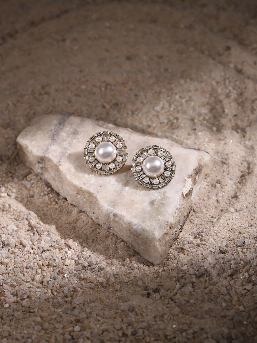 Round Pearl Earrings- Ruby Raang | Swadesiicart