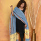 Very Much Indian Handloom Pure Cotton Paithani Dupatta - Powder Blue | Swadesiicart