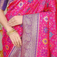 Jyoti Fashion Women's Rani Pink Patola Silk Zari Woven Saree with Blouse | Swadesiicart
