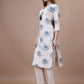 Ode by House of Pataudi Floral Printed Tie-Up Neck Cotton Straight Kurta - Swadesiicart
