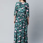 Ahalyaa Women Dark Green Crepe Digital Print Dress | Swadesiicart