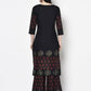 Aniyah Rayon Black Color Block Print Straight Kurta (AN-190K) - Swadesiicart