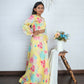 Aayaa Designer Printed Chinon Crochet Sequance Kids Lehenga Choli - Yellow