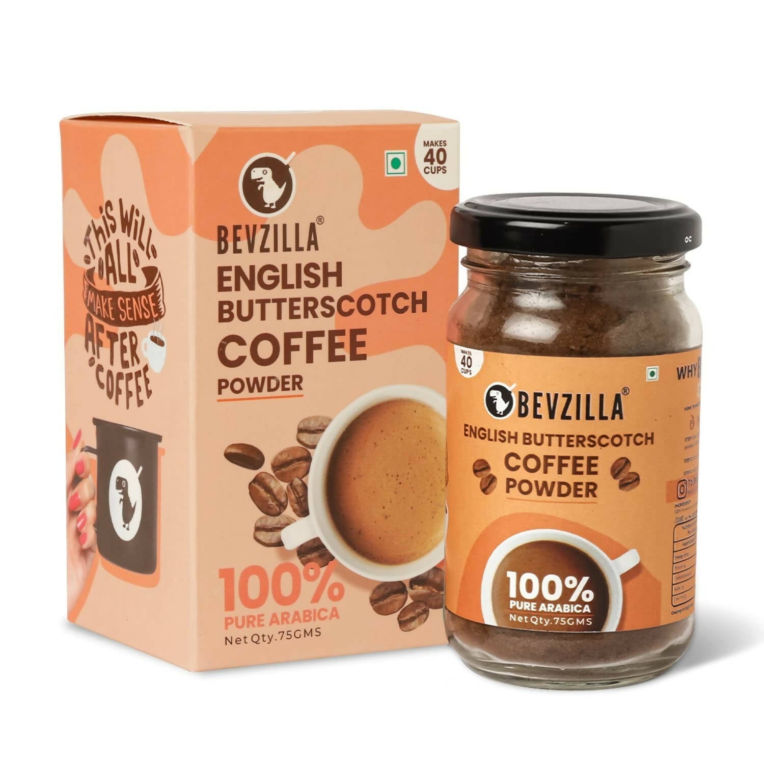 Bevzilla Instant Coffee Powder (English Butterscotch Flavour) | Swadesiicart