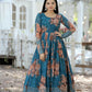 Jyoti Fashion Women's Teal Sequence Zari Embroidered Faux Georgette Anarkali Dress | Swadesiicart