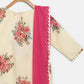 Ahalyaa Beige Crepe Floral Printed Kids Kurta Palazzo Set With Dupatta For Girls | Swadesiicart