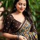 Coffee Cotton Blend Ajrak Saree with Unstitched Blouse - Hiral Fashion | Swadesiicart