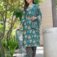 BulBul Fashionista Green Cotton Kurta Set with Dupatta - Swadesiicart