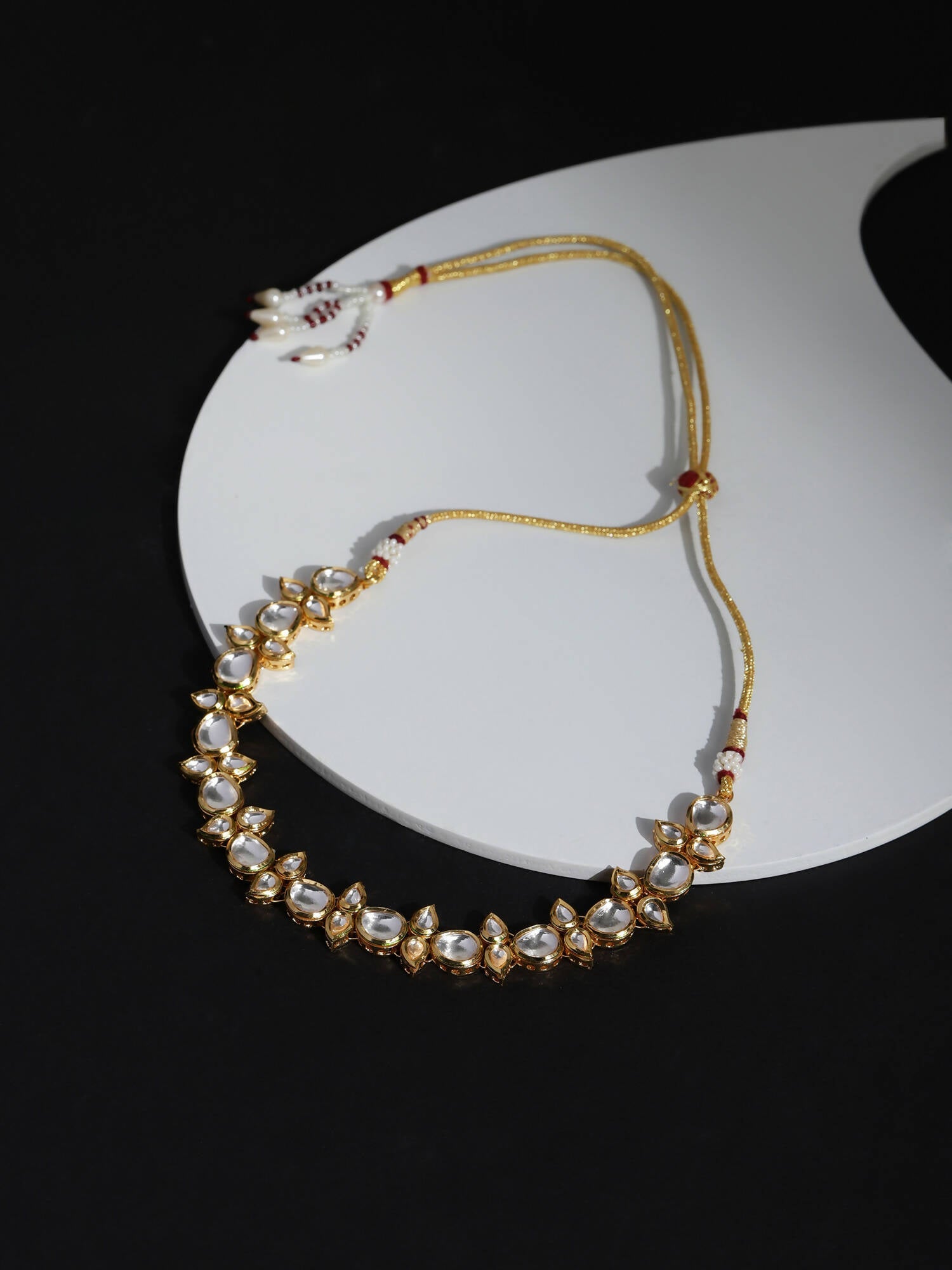 Gold-Toned White Brass Gold-Polished Necklace - Ruby Raang | Swadesiicart