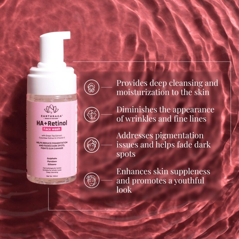Earthraga HA + Retinol Foaming Face Wash - Swadesiicart