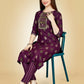 Jyoti Fashion Women's Wine Viscose Rayon Embroidered Kurta Pant Set | Swadesiicart