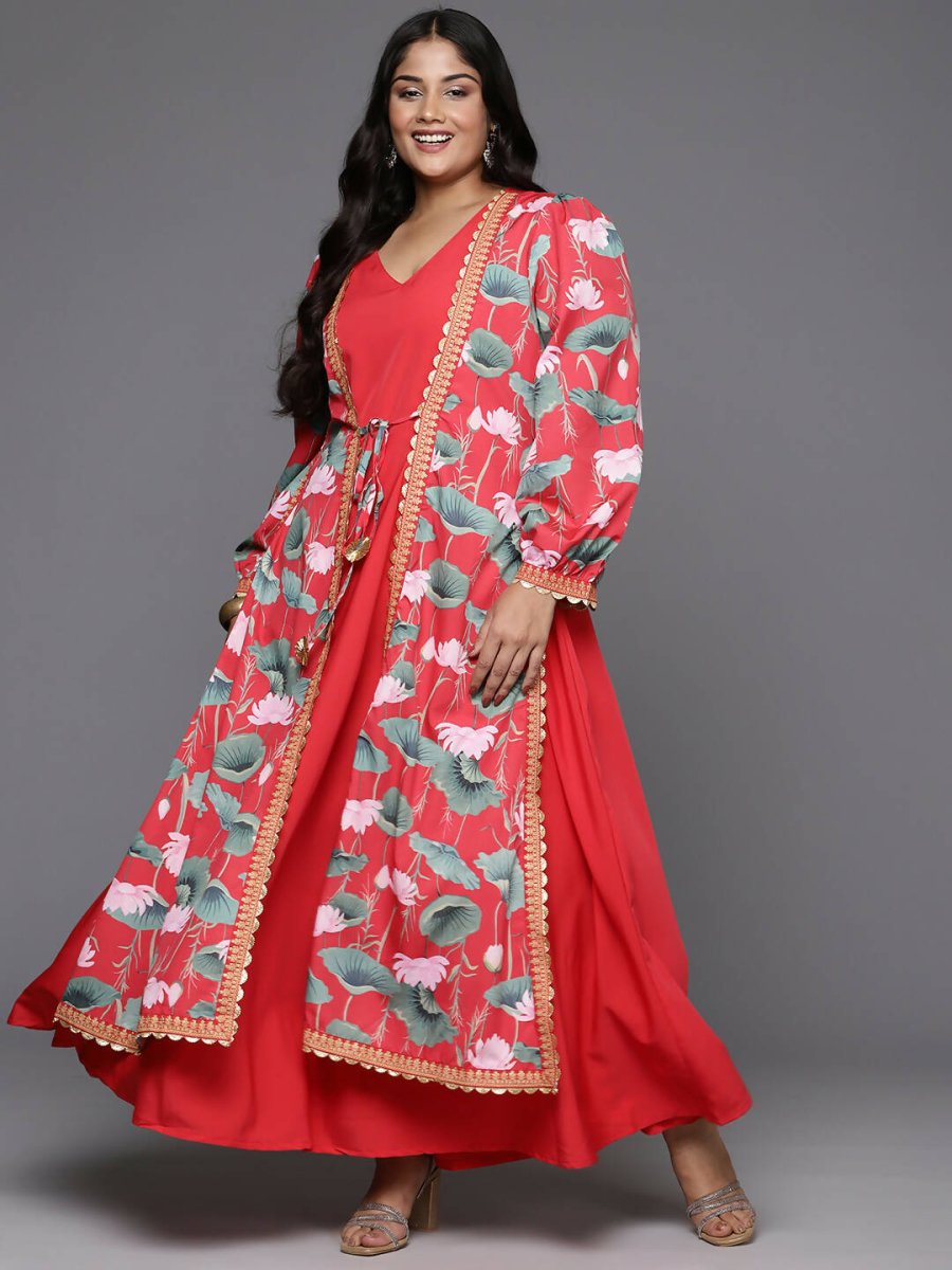 Ahalyaa Women's Traditional wear Ethnic Dress - Red | Swadesiicart