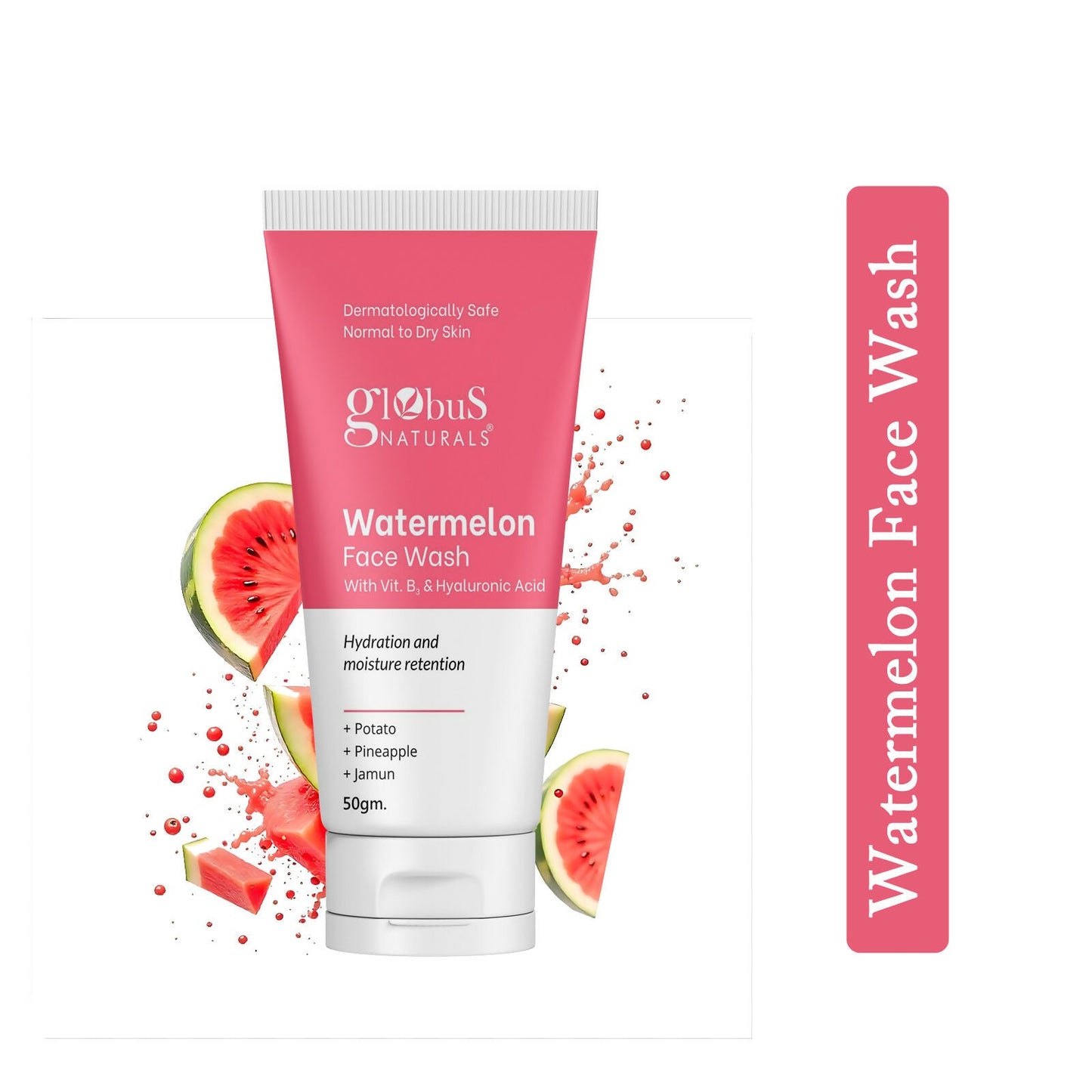 Globus Naturals Watermelon Face Wash with Vitamin B3 & Hyaluronic Acid | Swadesiicart