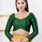 Joban Fashion Bottle-Green Gajji Silk Elbow Sleeveless Back Open Blouse - Swadesiicart