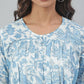 Janasya Women's White Cotton Floral Print Tiered Top | Swadesiicart