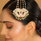 Nuyug 22K Gold-Plated Kundan & Red Stone Studded Jhumar Paasa Head Jewellery | Swadesiicart
