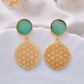 VOJ One Gram Gold-Polished Teal Colored Stone Studded Earrings - VOJ (Valley Of Jewellery)