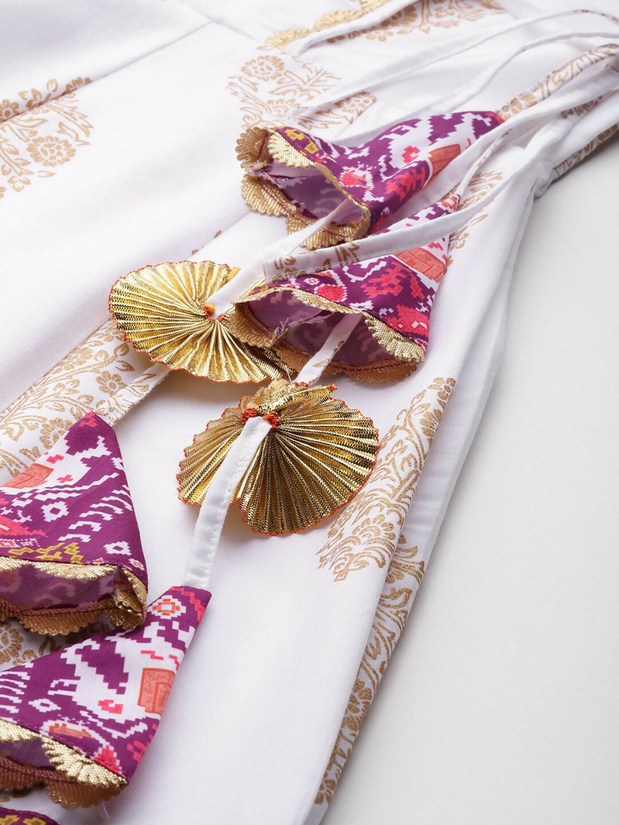 Ahalyaa Women's Traditional Wear Co-ods - White - Swadesiicart