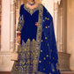 Blue Velvet Front & Back Embroidery Wedding Anarkali Suit - Emponline | Swadesiicart