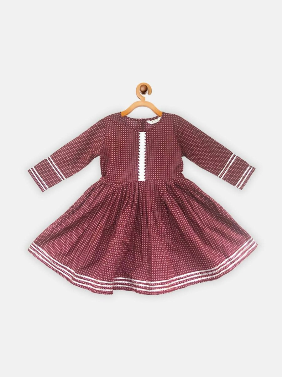 Ahalyaa Maroon Pure Cotton Digital Printed Kids Kurta Sharara Set For Girls | Swadesiicart