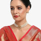 Gold-Polished White Pearl Kundan Choker With Studs - Ruby Raang | Swadesiicart