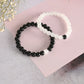 NVR Men & Women White & Black Marbel Crystal Elasticated Bracelet - Swadesiicart