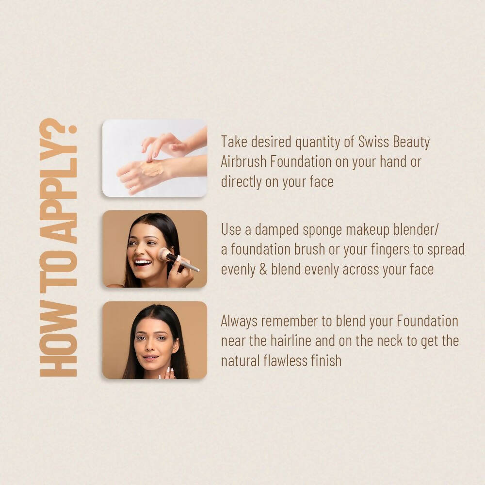 Swiss Beauty Airbrush Finish Full Coverage Foundation - Golden Beige | Swadesiicart