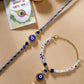 NVR Women & Men Set of 2 Blue Evil Eye Bhaiya Bhabhi Rakhi With Roli Chawal | Swadesiicart