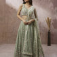 House of Panchhi Lime Green Pure Georgette Sequins with heavy Zarkan embroidery Lehenga choli & Dupatta | Swadesiicart
