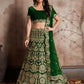 Jyoti Fashion Mesmerizing Green Sequins Embroidered Velvet Lehenga Choli with Dupatta | Swadesiicart