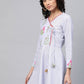 Ahalyaa Women Blue Crepe Pink & Gold Ethnic Print Angrakha Tunic | Swadesiicart