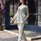 Sky Blue Rayon Paisley & Floral Printed Top with Matching Bottom - Eesha - Swadesiicart