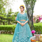 Blue Net Embroidered Semi Stitched Lehenga Choli with Dupatta - Bhagya