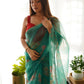 Vamsee Aqua Green Organza Saree - Swadesiicart