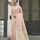 Vishnu Weaves Women's Peach Premium Tussar Silk Saree with Blouse - Swadesiicart