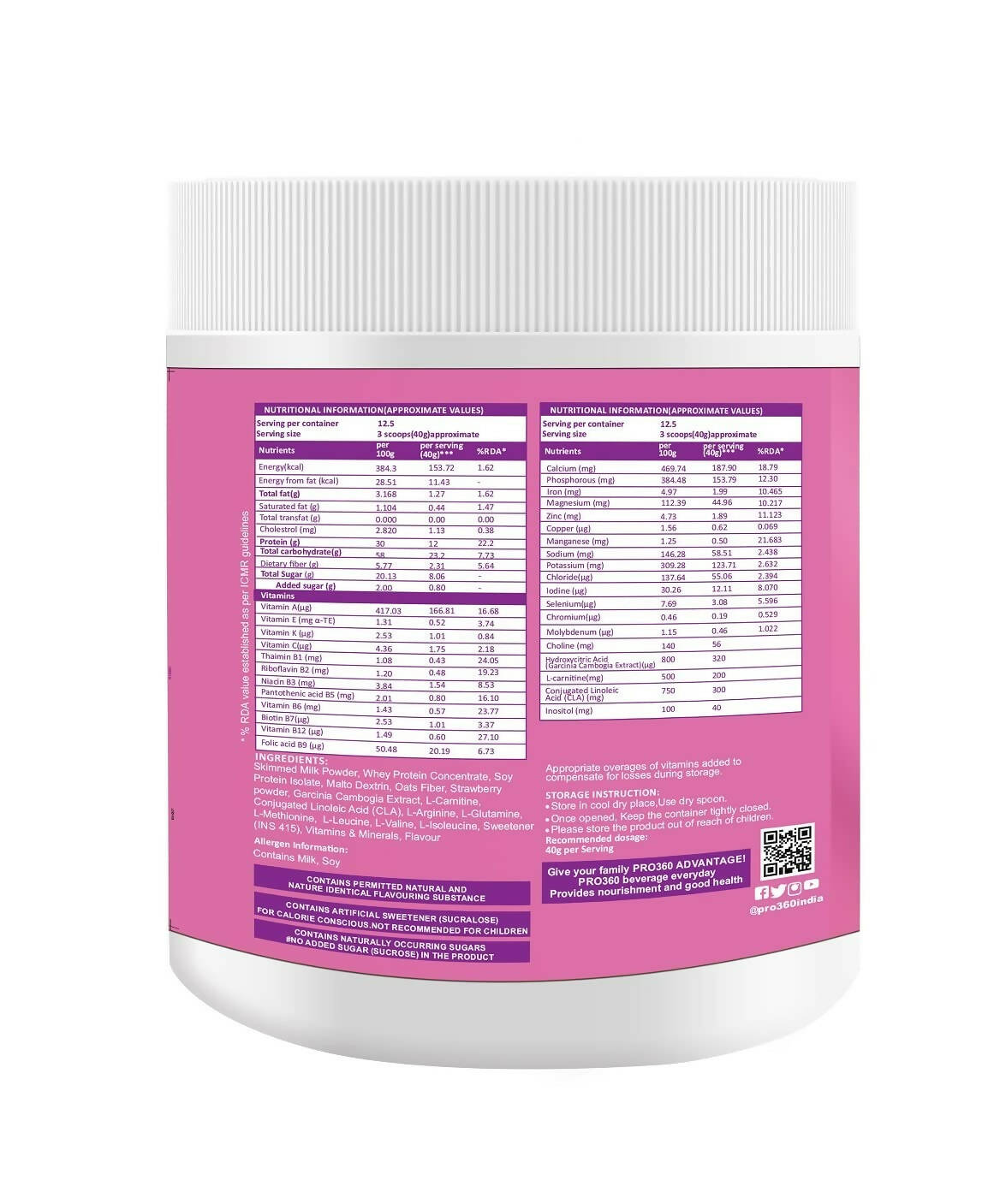 Pro360 Slim Weight Management Meal Replacement Protein Shake (Strawberry Flavour) | Swadesiicart